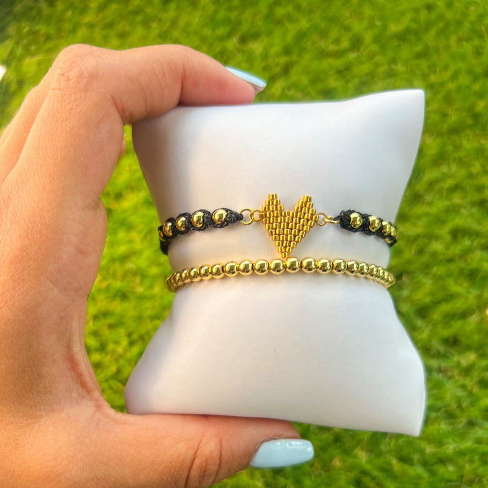 Woven black and gold bracelet