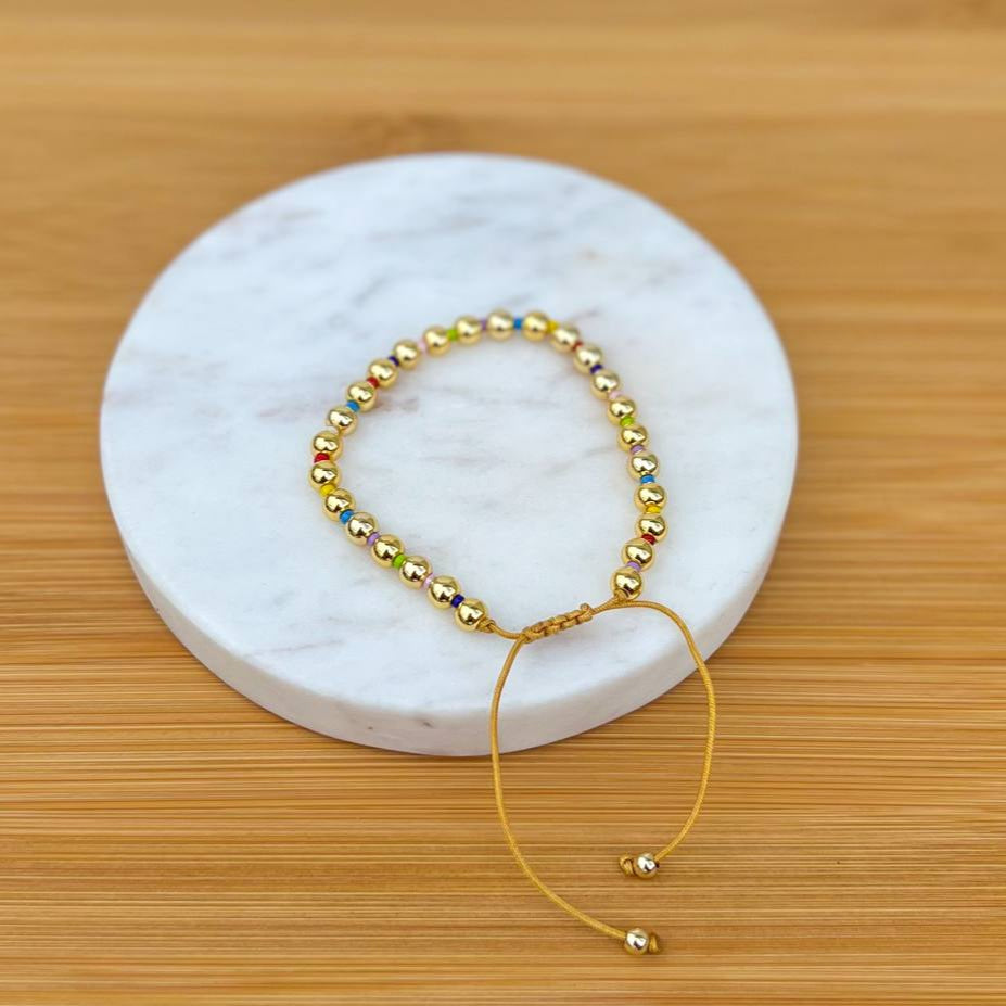 Colorful gold bead bracelet