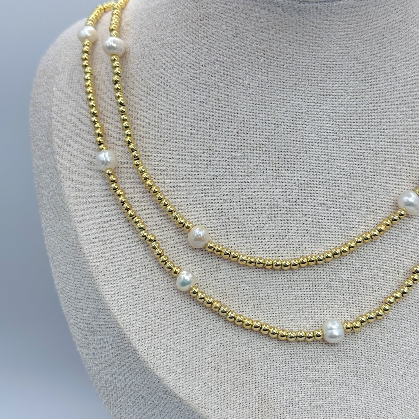 Pearl and gold beads