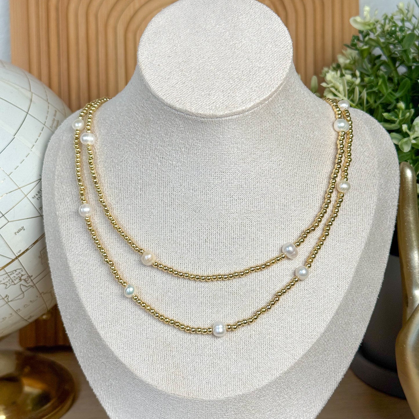 Pearl and gold beads