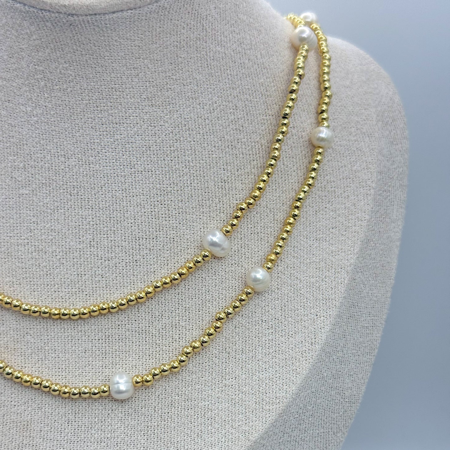 Pearl and gold beads