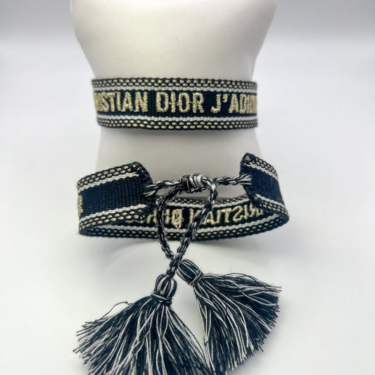 Gold and Blue Fabric Bracelet
