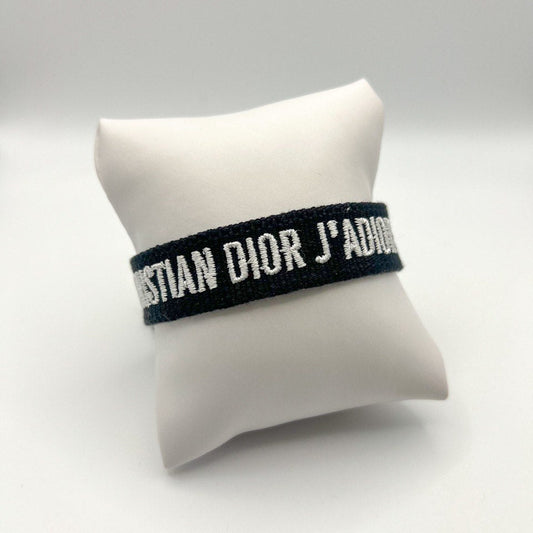 Black and white plain fabric bracelet