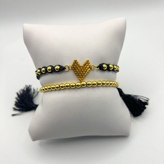 Woven black and gold bracelet