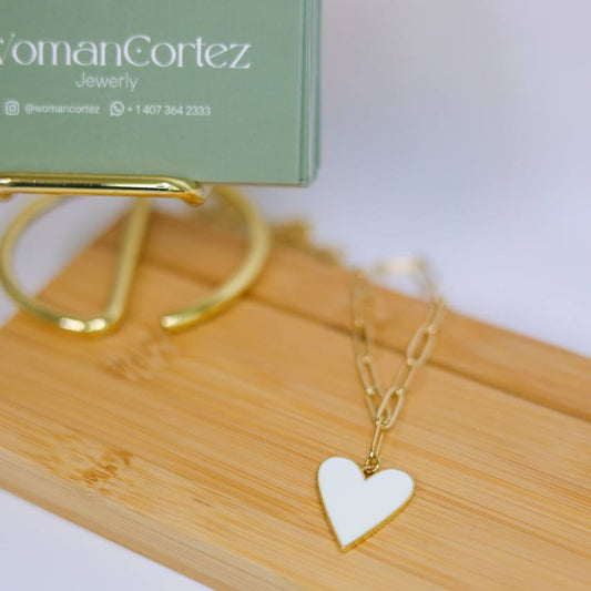 Chain gold white heart